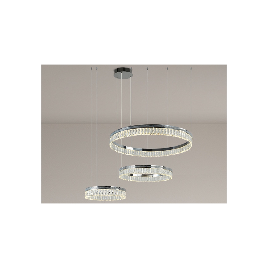 LED zatemnitveni kristalni lestenec na kablu THALIA LED/120W/230V 3000-6000K + daljinski upravljalnik