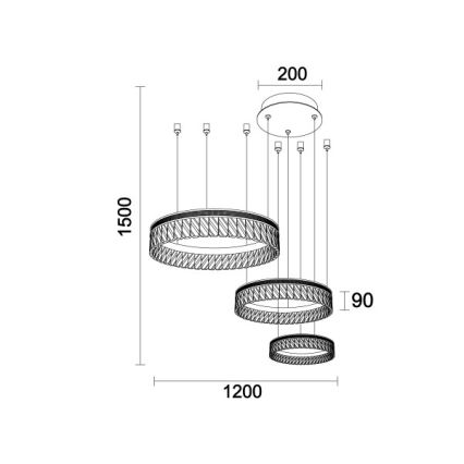 LED zatemnitveni kristalni lestenec na kablu THALIA LED/120W/230V 3000-6000K + daljinski upravljalnik