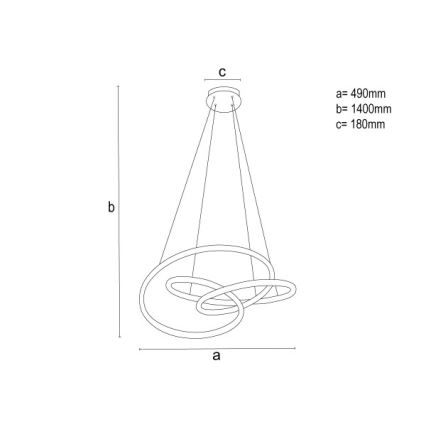 Zatemnjiv LED lestenec na kablu LED/85W/230V 3000–6500K, premer 49 cm + daljinski upravljalnik