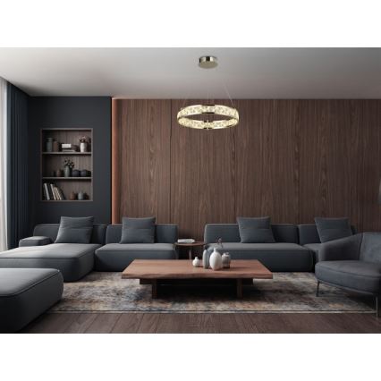 Zatemljiv LED kristalni lestenec na kablu ENRIQUE LED/40W//230V 3000-6000K premer 60 cm + daljinski upravljalnik
