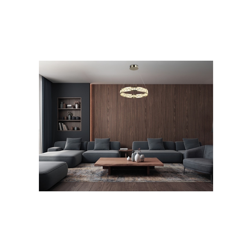 Zatemljiv LED kristalni lestenec na kablu ENRIQUE LED/40W//230V 3000-6000K premer 60 cm + daljinski upravljalnik
