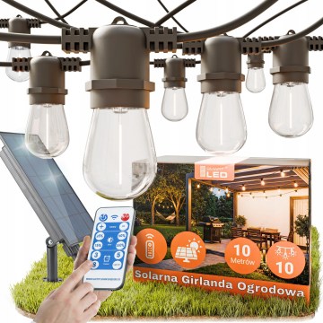 LED zatemljiv sončni dekorativni niz 10xE27/0,3W/3/5V USB 2400 mAh 10,62 m IP65 črna + daljinski upravljalnik
