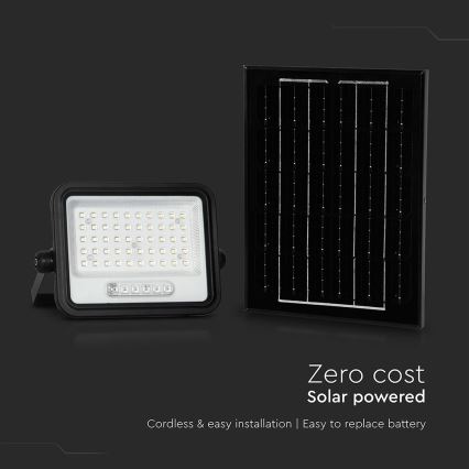 Zatemljiv LED solarni reflektor LED/100W/3,2V 2000-8000K IP65 5000 mAh črna + daljinski upravljalnik