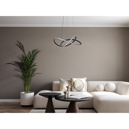 Zatemljiv LED lestenec na jekleni vrvici LED/85W/230V 3000-6500K premer 60 cm + daljinski upravljalnik
