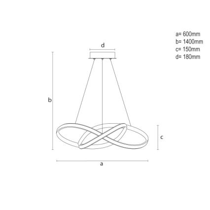 Zatemljiv LED lestenec na jekleni vrvici LED/85W/230V 3000-6500K premer 60 cm + daljinski upravljalnik