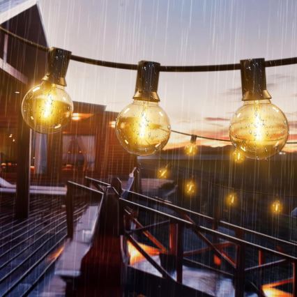 LED zatemnjevalni zunanji dekorativni niz 25xE12/1W/24/230V 17,5 m IP65 črna + daljinski upravljalnik