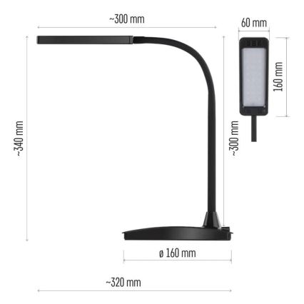 LED zatemljiva namizna svetilka EDDY LED/6W/230V 3000/4500/6800K črna