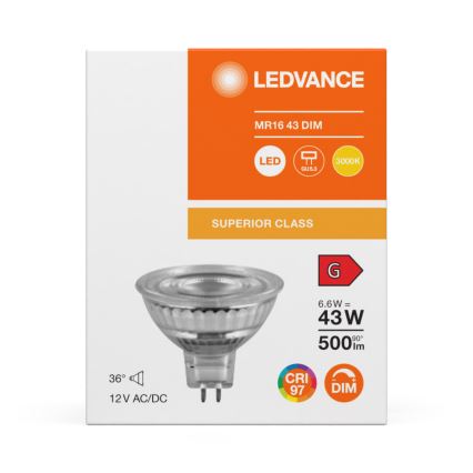 Zatemnjevalna LED reflektorska žarnica MR16 GU5,3/6,6W/12V 3000K 36° CRI 97 - Ledvance