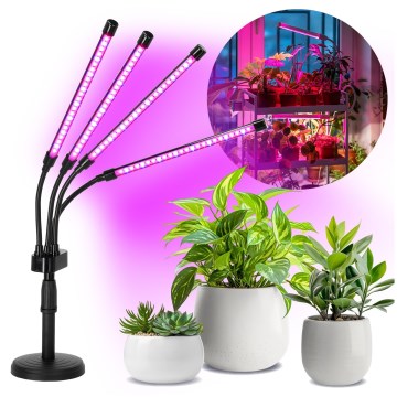 LED Zatemnitven fleksibilna namizna svetilka za gojenje rastlin VITARO 4xLED/10W/230V črna