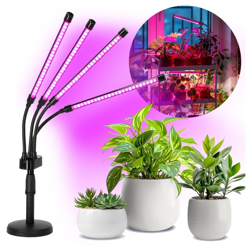 LED Zatemnitven fleksibilna namizna svetilka za gojenje rastlin VITARO 4xLED/10W/230V črna