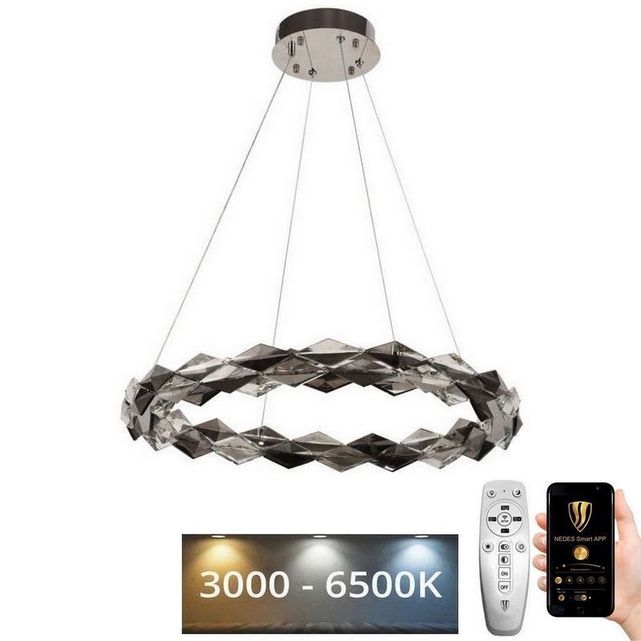LED Zatemnitven kristal lestenec na vrvici LED/40W/230V 3000-6500K sijajni krom + Daljinski upravljalnik