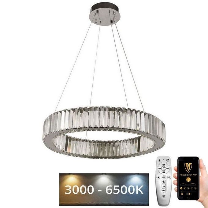 LED Zatemnitven kristal lestenec na vrvici LED/40W/230V 3000-6500K sijajni krom + Daljinski upravljalnik