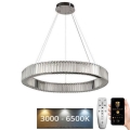 LED Zatemnitven kristal lestenec na vrvici LED/50W/230V 3000-6500K sijajni krom + Daljinski upravljalnik