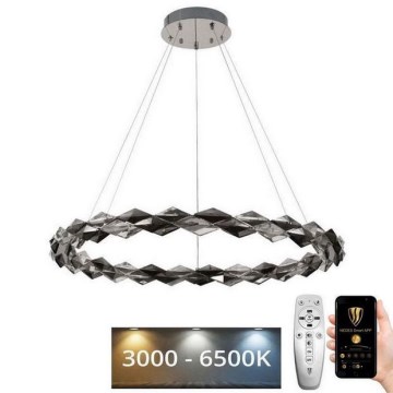 LED Zatemnitven kristal lestenec na vrvici LED/55W/230V 3000-6500K sijajni krom + Daljinski upravljalnik