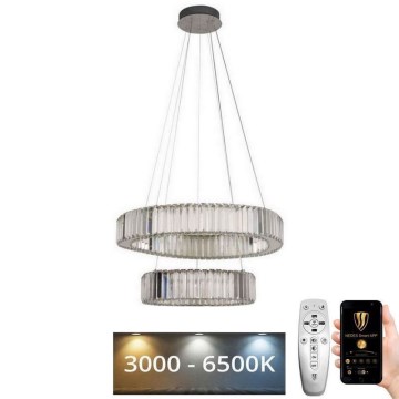 LED Zatemnitven kristal lestenec na vrvici LED/65W/230V 3000-6500K sijajni krom + Daljinski upravljalnik
