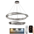 LED Zatemnitven kristal lestenec na vrvici LED/90W/230V 3000-6500K sijajni krom + Daljinski upravljalnik
