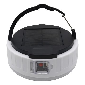 LED Zatemnitven polnilni solarna svetilka s funkcijo power bank K3 LED/2W/5,5V 6500K IPX4 1200 mAh črna/bela