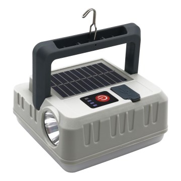LED Zatemnitven polnilni solarna svetilka s funkcijo power bank LED/1W/5,5V 8000K IPX4 1200 mAh siva