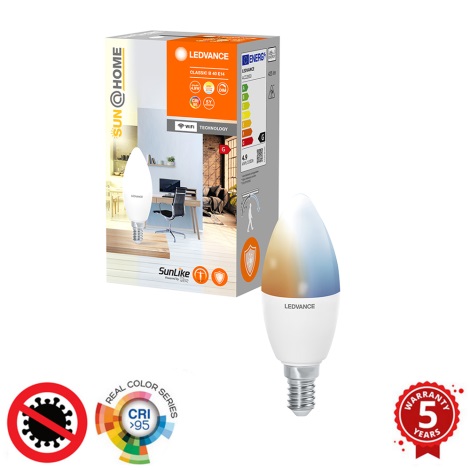 LED Zatemnitvena antibakterijska žarnica B40 E14/4,9W/230V Wi-Fi - Ledvance
