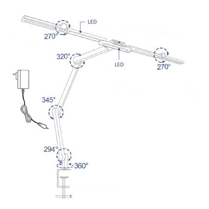 LED Zatemnitvena na dotik fleksibilna namizna svetilka POINTIQ LED/24W/230V 3000-6500K CRI 92 črna