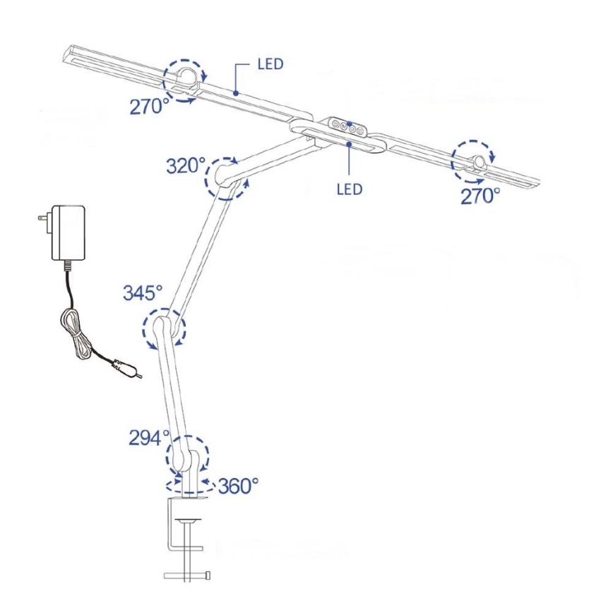 LED Zatemnitvena na dotik fleksibilna namizna svetilka POINTIQ LED/24W/230V 3000-6500K CRI 92 črna