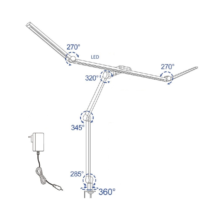 LED Zatemnitvena na dotik fleksibilna namizna svetilka POINTIQ LED/36W/230V 3000-6500K CRI 92 črna