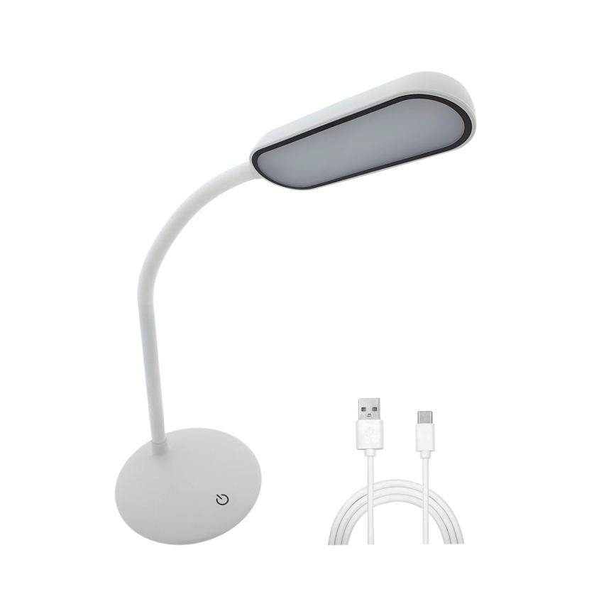 LED Zatemnitvena fleksibilna namizna svetilka na dotik LED/6W/5V USB 1200 mAh bela