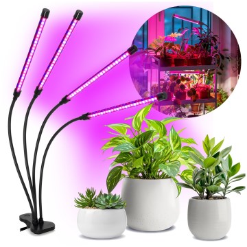LED Zatemnitvena fleksibilna namizna svetilka s sponko za gojenje rastlin VITARO 4xLED/10W/230V črna