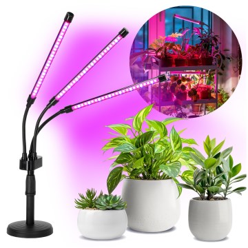 LED Zatemnitvena fleksibilna namizna svetilka za gojenje rastlin VITARO 3xLED/10W/230V črna