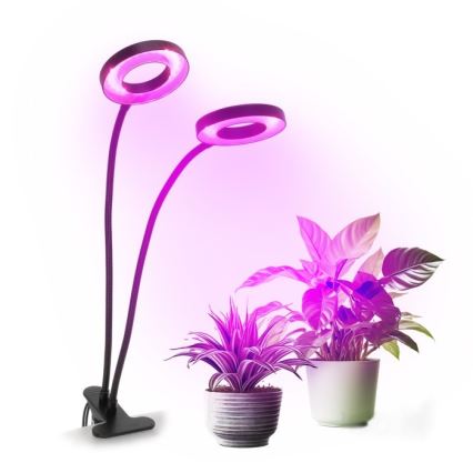 LED Zatemnitvena fleksibilna namizna svetilka s sponko za gojenje rastlin VITARO 2xLED/4W/230V črna