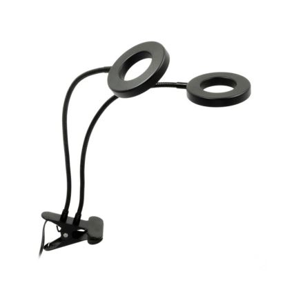 LED Zatemnitvena fleksibilna namizna svetilka s sponko za gojenje rastlin VITARO 2xLED/4W/230V črna