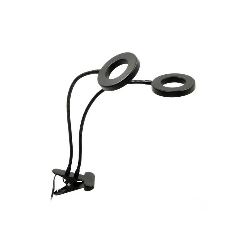 LED Zatemnitvena fleksibilna namizna svetilka s sponko za gojenje rastlin VITARO 2xLED/4W/230V črna