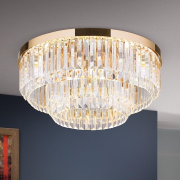LED Zatemnitvena kristalna stropna svetilka PRISM LED/80W/230V pr. 55 cm 24K zlata
