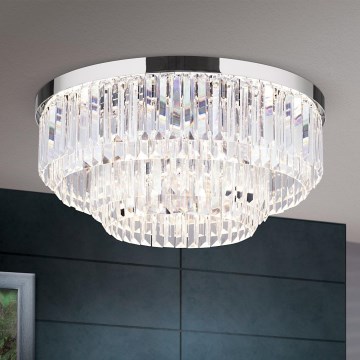 LED Zatemnitvena kristalna stropna svetilka PRISM LED/80W/230V pr. 55 cm sijajni krom