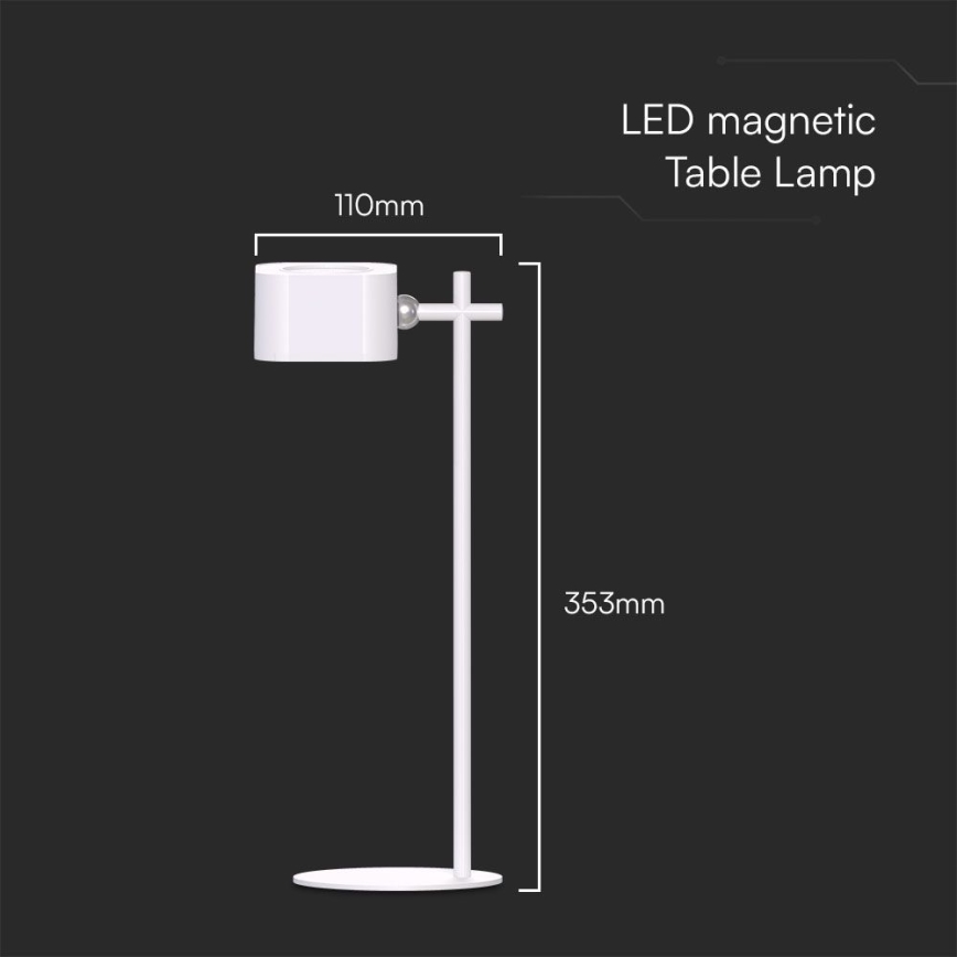 LED Zatemnitvena magnetna polnilna namizna svetilka 4v1 LED/3W/5V 3000-6000K 1800 mAh bela