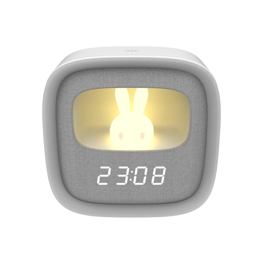 LED Zatemnitvena mala nočna svetilka z budilko BUNNY LED/1,2W/5V 3000K
