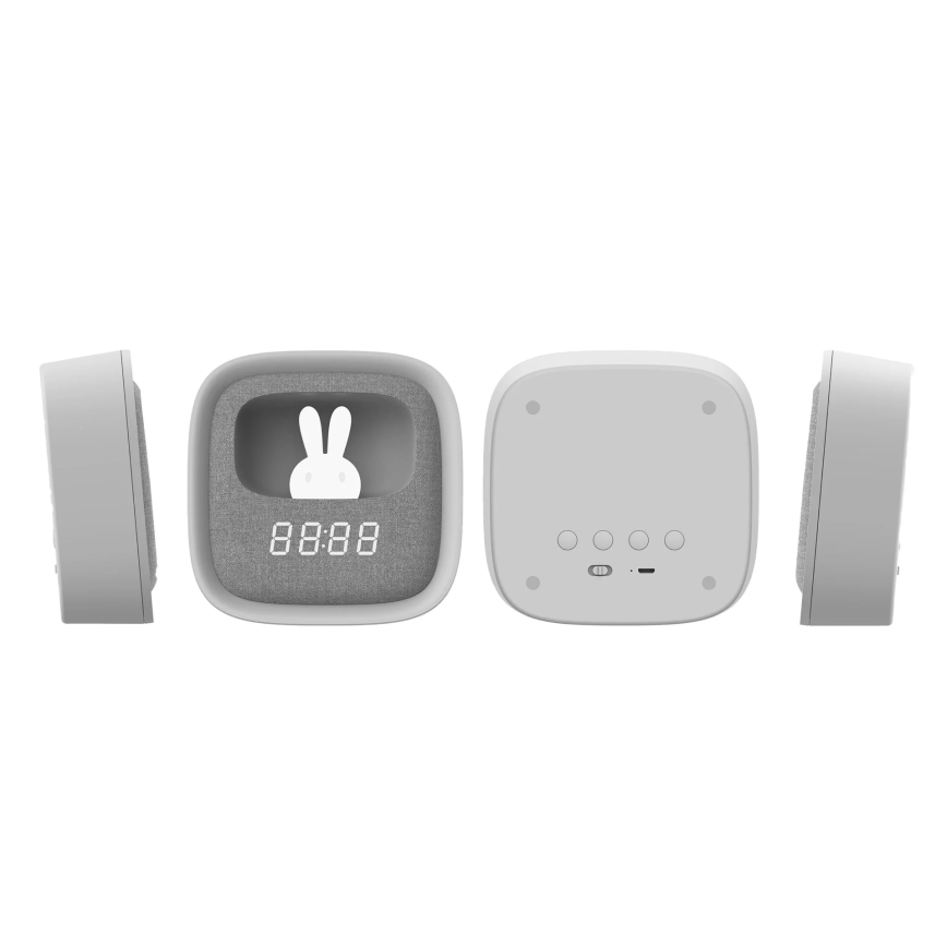 LED Zatemnitvena mala nočna svetilka z budilko BUNNY LED/1,2W/5V 3000K