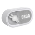 LED Zatemnitvena mala nočna svetilka z budilko BUNNY LED/1,2W/5V 3000K