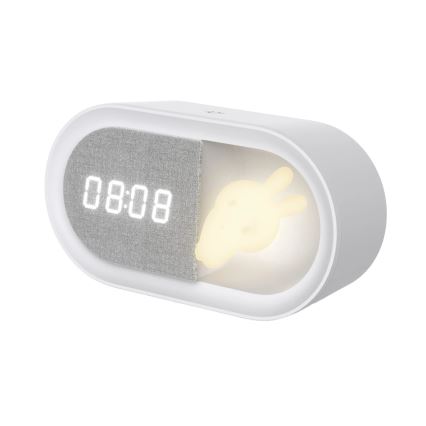 LED Zatemnitvena mala nočna svetilka z budilko BUNNY LED/1,2W/5V 3000K