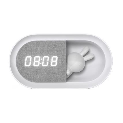 LED Zatemnitvena mala nočna svetilka z budilko BUNNY LED/1,2W/5V 3000K