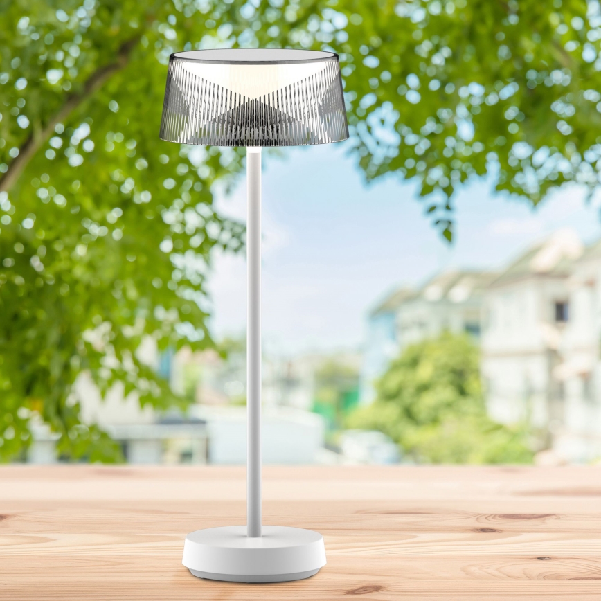 LED Zatemnitvena zunanja namizna svetilka na dotik CASABLANCA LED/3,4W/5V USB 3600 mAh IP44 bela
