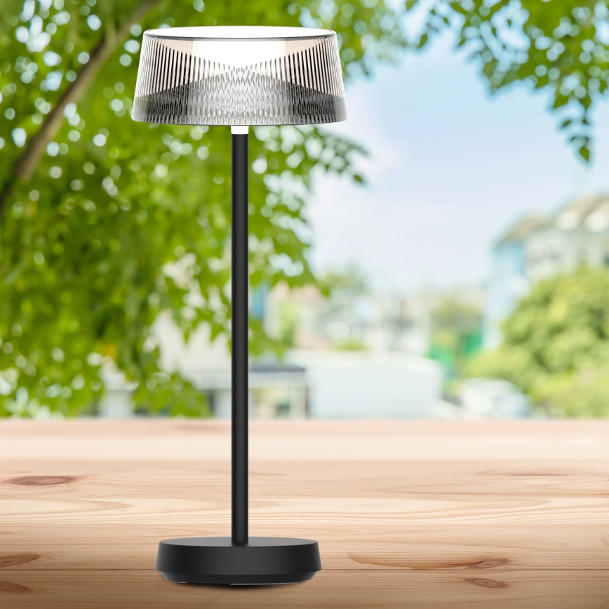 LED Zatemnitvena zunanja namizna svetilka na dotik CASABLANCA LED/3,4W/5V USB 3600 mAh IP44 črna