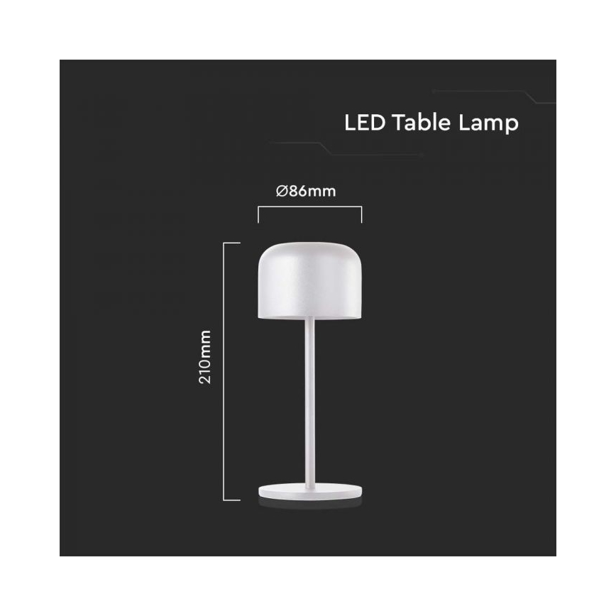 LED Zatemnitvena polnilna namizna svetilka na dotik LED/1,5W/5V 2700-5700K IP54 2200 mAh bela