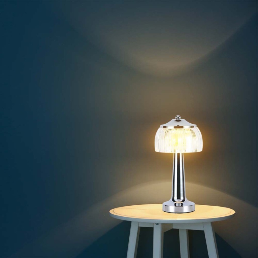 LED Zatemnitvena polnilna namizna svetilka na dotik LED/1W/5V 3000-6000K 1800 mAh sijajni krom