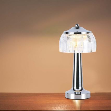 LED Zatemnitvena polnilna namizna svetilka na dotik LED/1W/5V 3000-6000K 1800 mAh sijajni krom