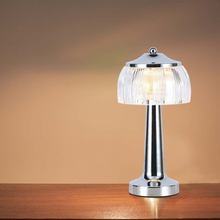 LED Zatemnitvena polnilna namizna svetilka na dotik LED/1W/5V 3000-6000K 1800 mAh sijajni krom