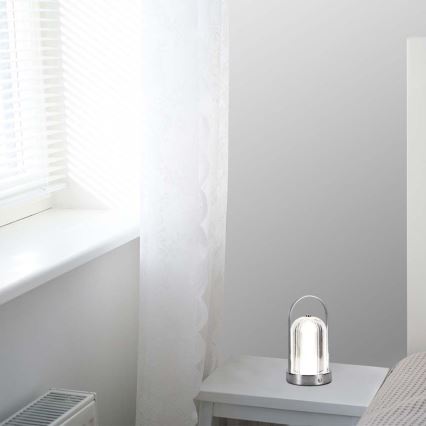 LED Zatemnitvena polnilna namizna svetilka na dotik LED/1W/5V 3000-6000K 1800 mAh mat krom