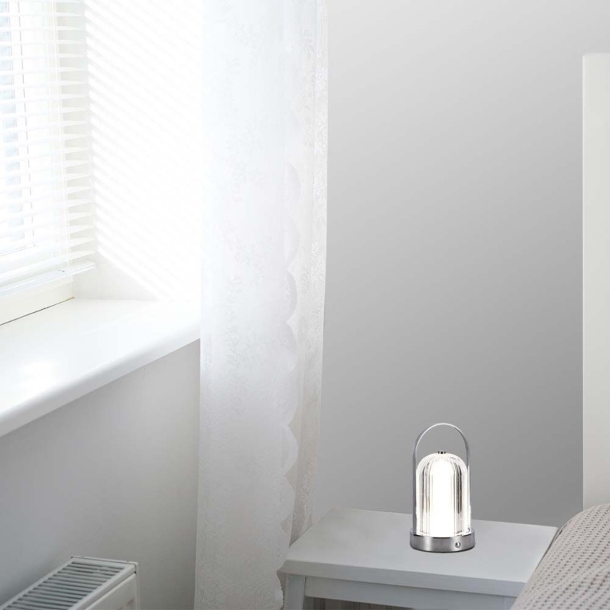 LED Zatemnitvena polnilna namizna svetilka na dotik LED/1W/5V 3000-6000K 1800 mAh mat krom
