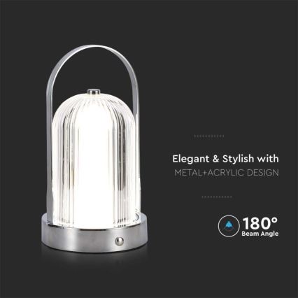 LED Zatemnitvena polnilna namizna svetilka na dotik LED/1W/5V 3000-6000K 1800 mAh mat krom
