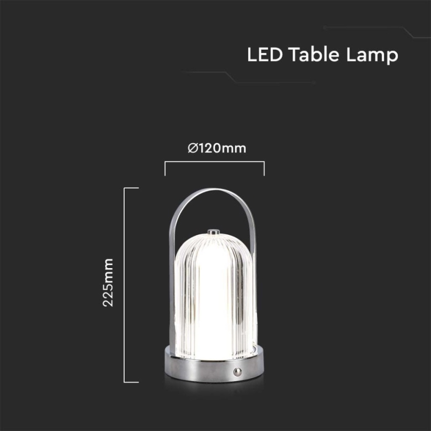 LED Zatemnitvena polnilna namizna svetilka na dotik LED/1W/5V 3000-6000K 1800 mAh mat krom